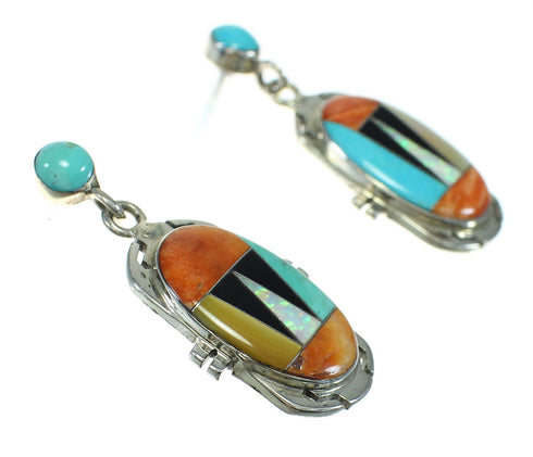 Silver Southwest Multicolor Post Dangle Earrings MX64413